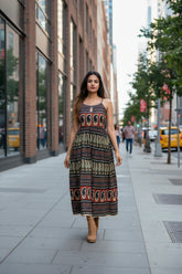 Paisley Pattern Cotton Midi Dress