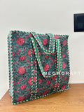 Block Printed Cotton Quilted Tote Bag