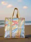 Marble Print Cotton Quilted Tote Bag