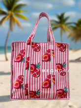 Pomegranate Cotton Quilted Beach Tote Bag