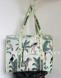 Forest Themed Cotton Quilted Tote Bag