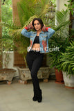 Beaded Patch Work Denim Jacket