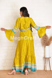 Yellow Silk Frilled Kimono