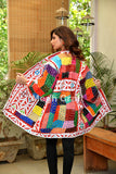 Chaqueta de trabajo india Kantha con apliques