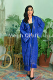 Blue Indian Silk Embroidered Kimono
