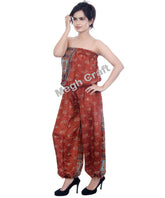 Maroon Floral Silk Jumpsuit