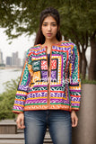 Bohemian Applique Work Bomber jacket