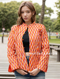 Chaqueta Kantha reversible naranja