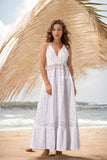 White Schiffli Halter Maxi Dress