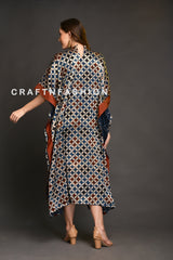 Ajrakh Silk Kaftan Maxi Dress