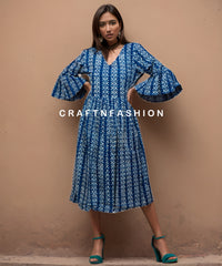 Block Printed Indigo Cotton Dress