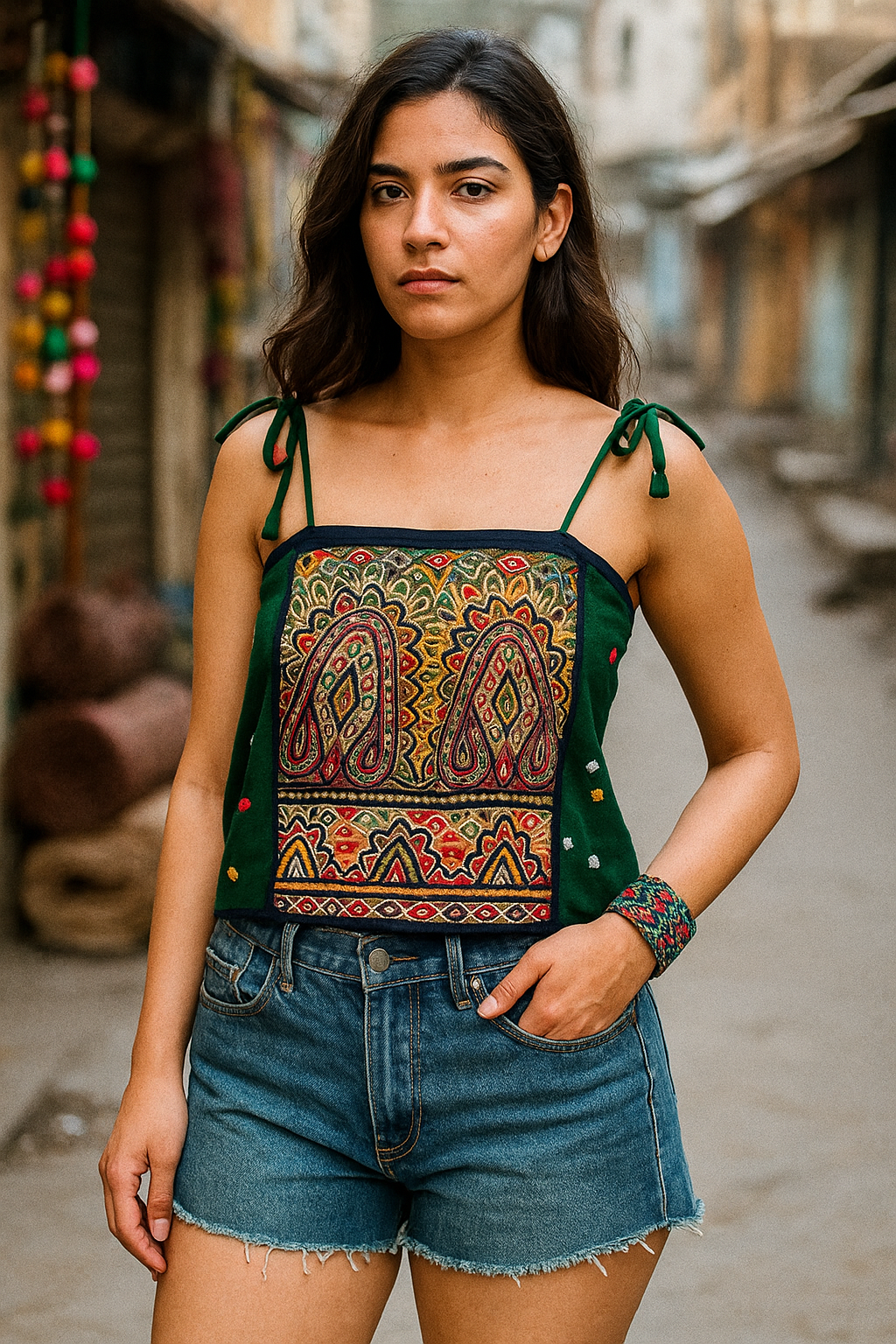 Vintage Embroidered Crop Top