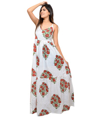 Block Printed Cotton Maxi Dress