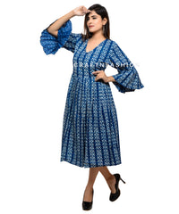 Block Printed Indigo Cotton Dress