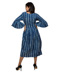 Block Printed Indigo Cotton Dress