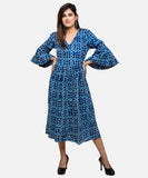 Block Printed Indigo Cotton Dress