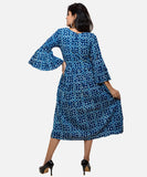 Block Printed Indigo Cotton Dress