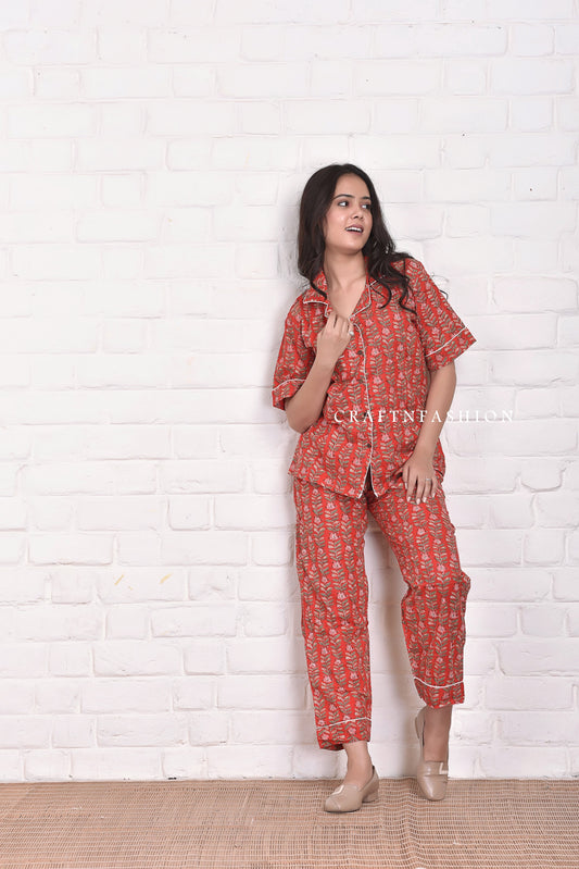 Cotton Block Printed Pajama Set