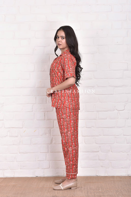 Cotton Block Printed Pajama Set