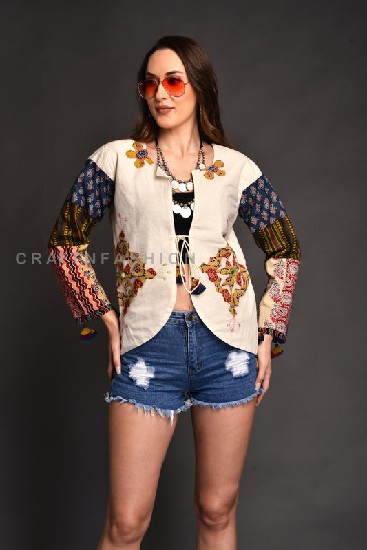 Ajrakh Applique Work Jacket