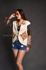 Ajrakh Applique Work Jacket