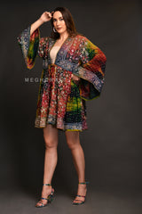 Boho Tie Dye Beaded Shrug Jacket