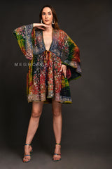 Boho Tie Dye Beaded Shrug Jacket