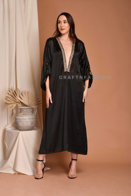 Boho Fashion Silk Kaftan Shirt Dress