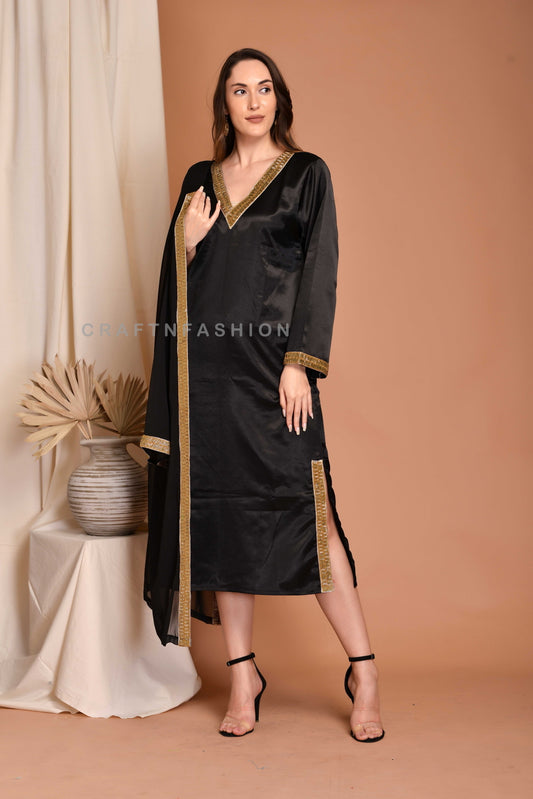 Black Silk Kimono with Kurti