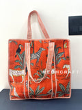 Animal Print Cotton Quilted Tote Bag