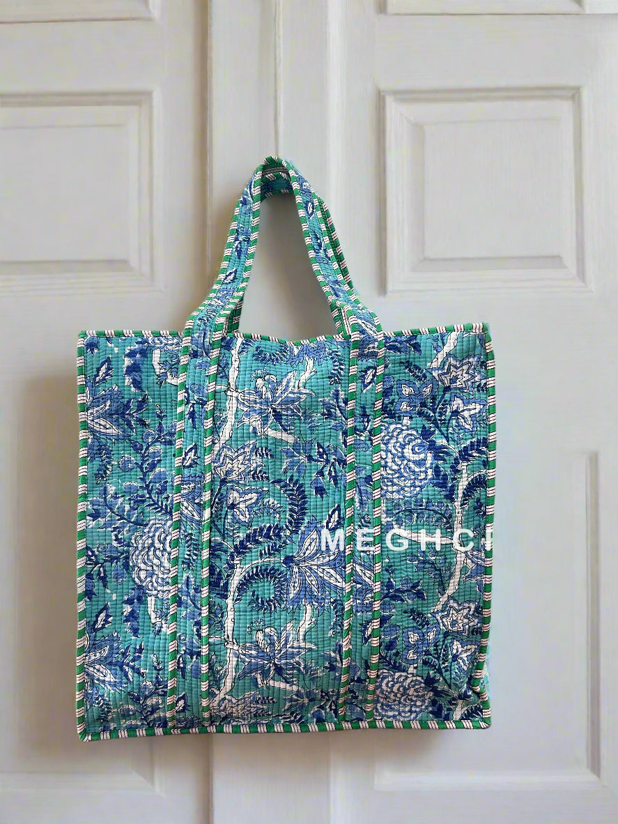 Cotton Quilted  Shopping Tote Bag Women