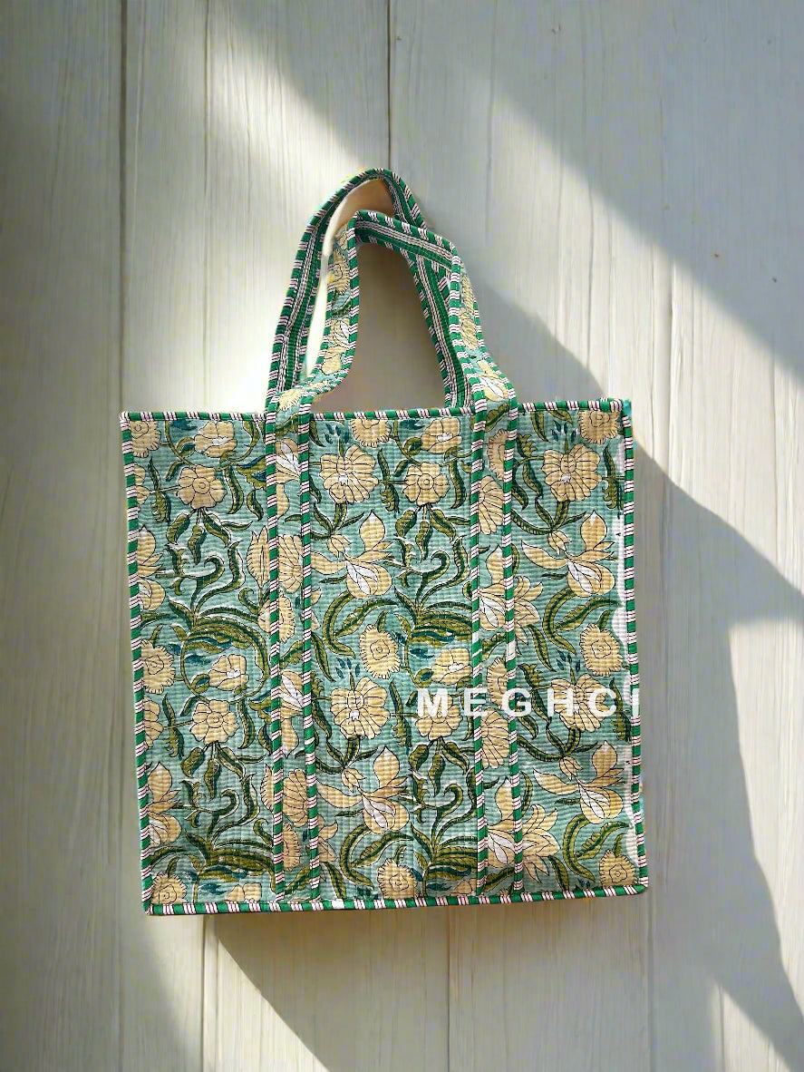 Handmade Cotton Quilted Tote Bag