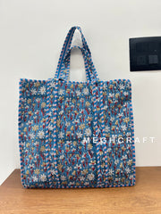 Women Cotton Quilted Shopping Tote Bag