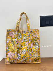 Designer Cotton Quilted Tote Bag