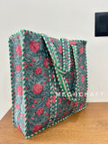 Block Printed Cotton Quilted Tote Bag