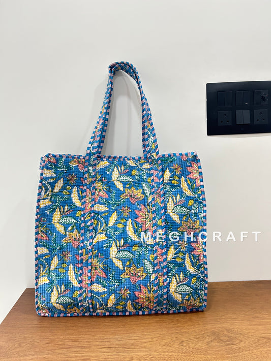 Boho Cotton Quilted Tote Bag