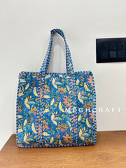 Boho Cotton Quilted Tote Bag