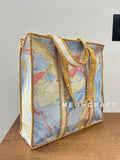 Marble Print Cotton Quilted Tote Bag