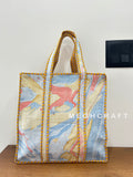 Marble Print Cotton Quilted Tote Bag
