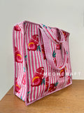 Pomegranate Cotton Quilted Beach Tote Bag
