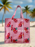 Pomegranate Cotton Quilted Beach Tote Bag