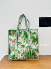 Natural Cotton Quilted Tote Bag