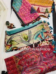 Silk Kantha Scarves with Tassels