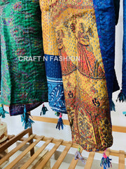 Silk Kantha Stoles with Tassels