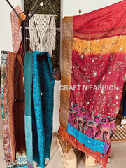 Silk Kantha Stoles with Tassels