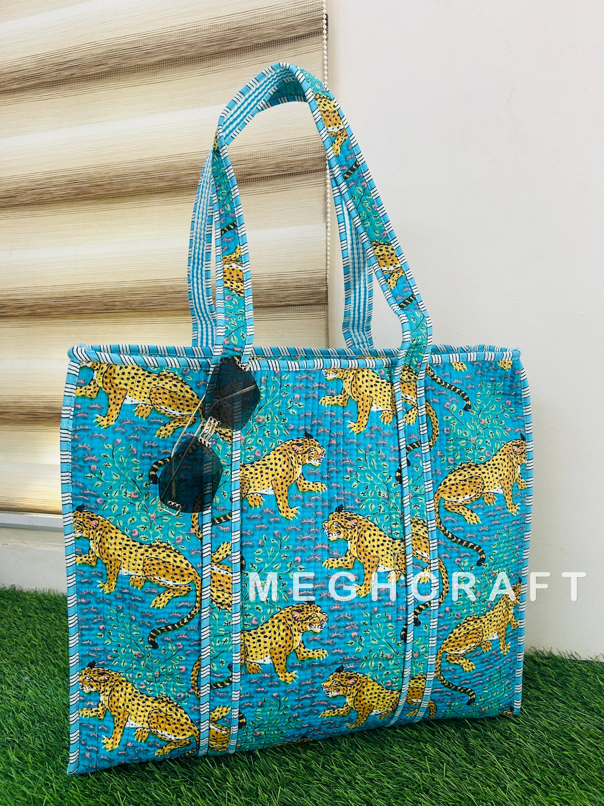 Leopard Cotton Quilted Tote Bag