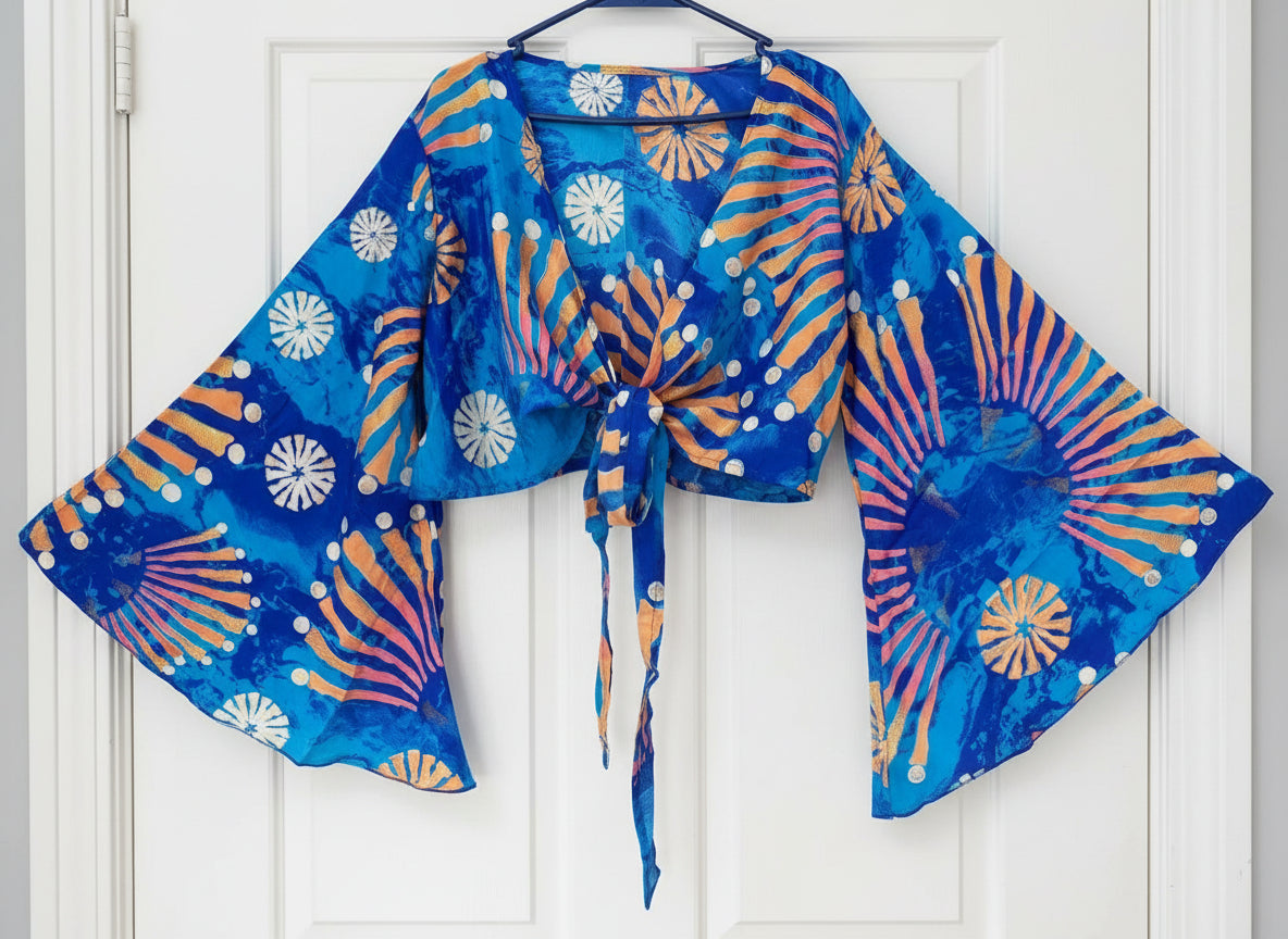 Stylish Silk Bell-Sleeve Tie Top Women