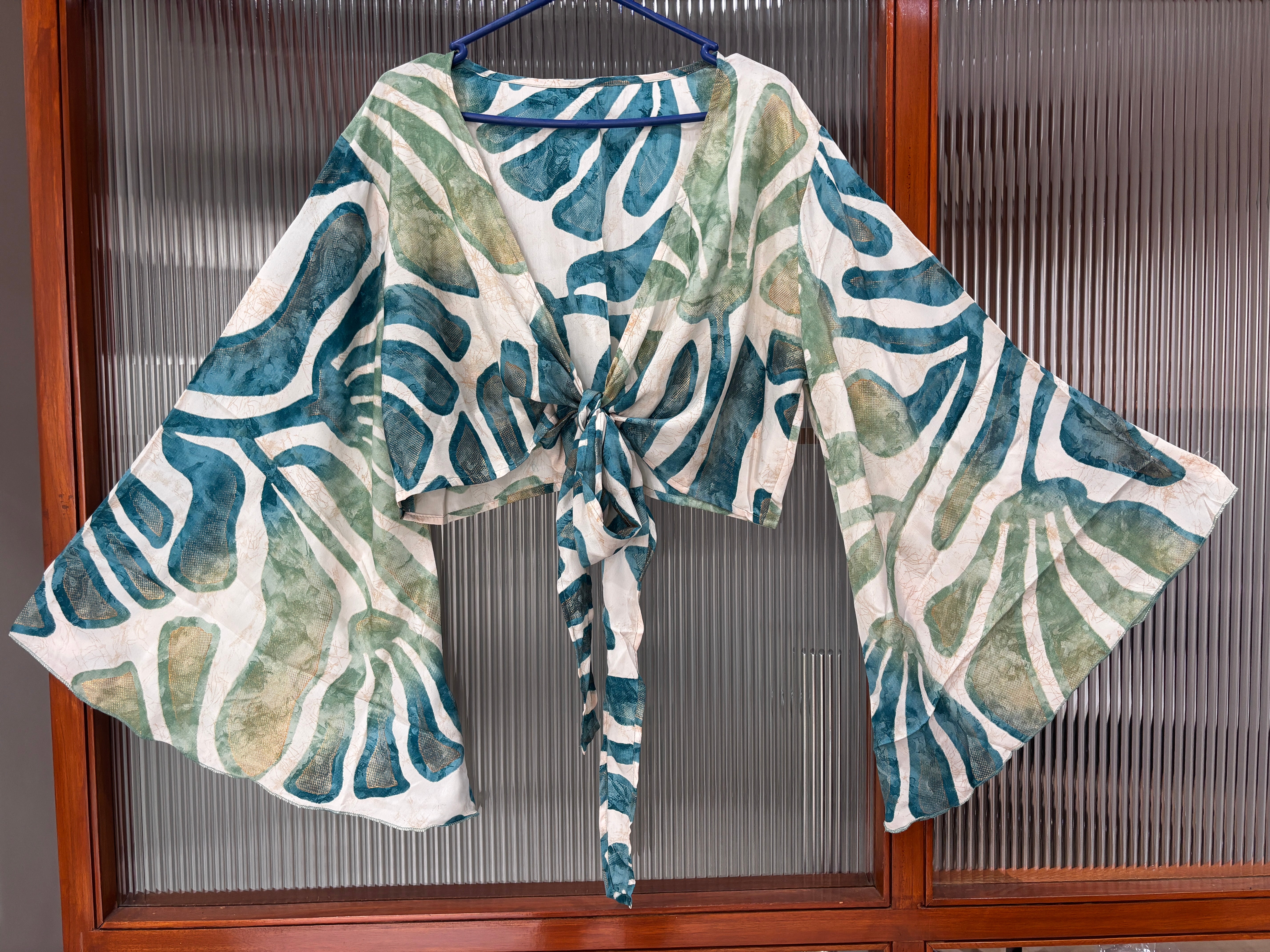 Stylish Silk Bell-Sleeve Tie Top Women