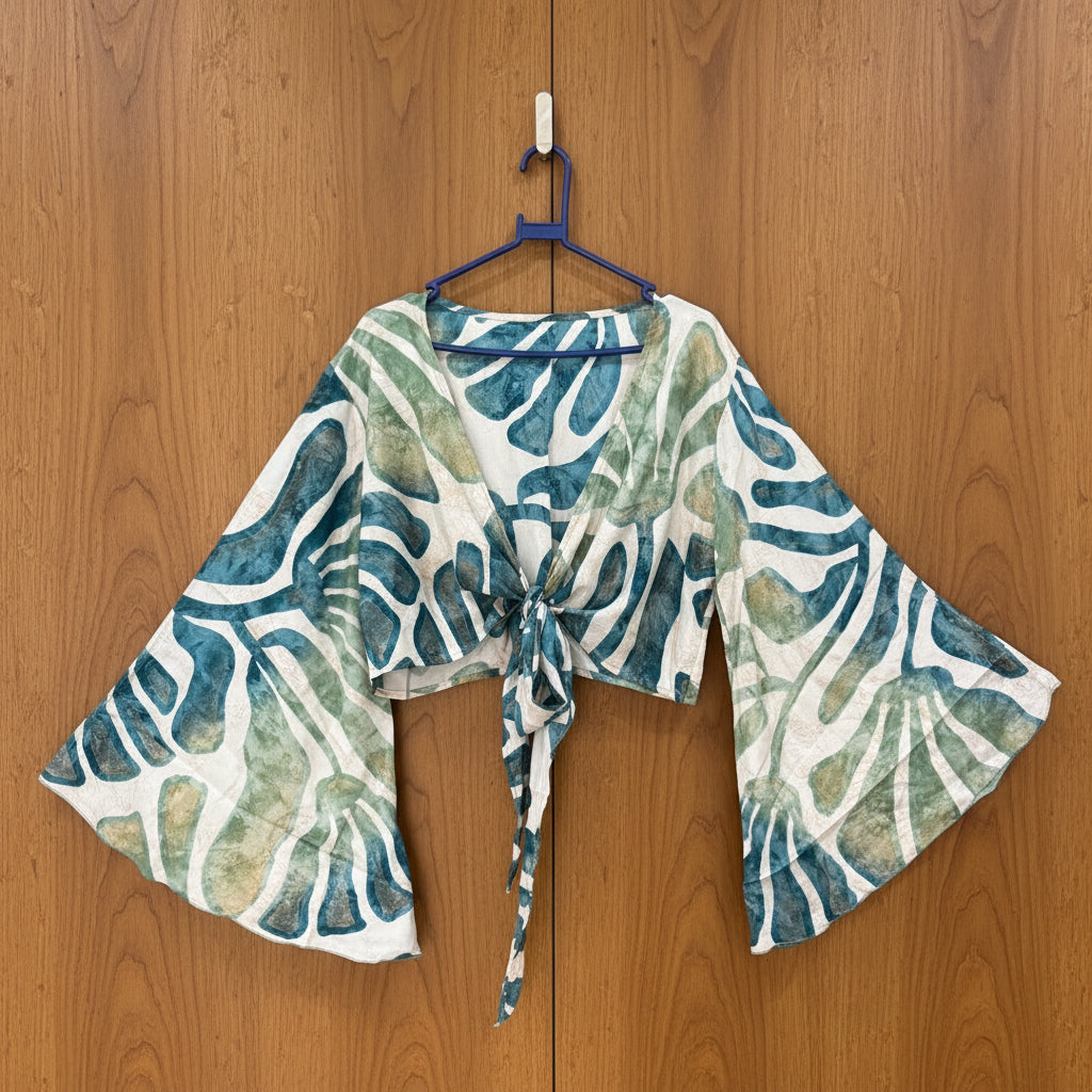 Stylish Silk Bell-Sleeve Tie Top Women