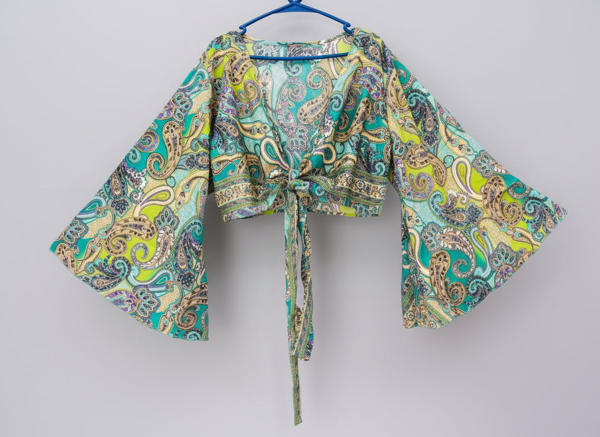 Stylish Silk Bell-Sleeve Tie Top Women